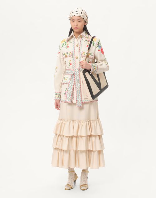 Valentino - Embroidered Denim Jacket - Ecru/multicolour - Woman - Denim