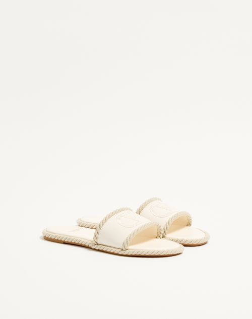 Valentino Garavani - Vlogo Torchon Slide Sandal In Nappa Leather - Ivory - Woman - Slides And Thongs
