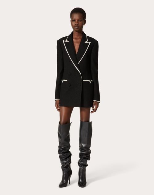 Valentino - Embroidered Light Wool Tweed Blazer - Black - Woman - Jackets And Blazers