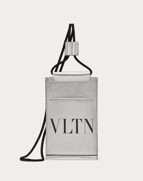 Valentino Garavani - Vltn Phone Case With Neck Strap - Silver - Man - Man Bags & Accessories Sale