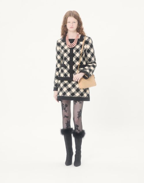 Valentino - Falda De Damier Tweed - Abedul/negro - Mujer - Faldas