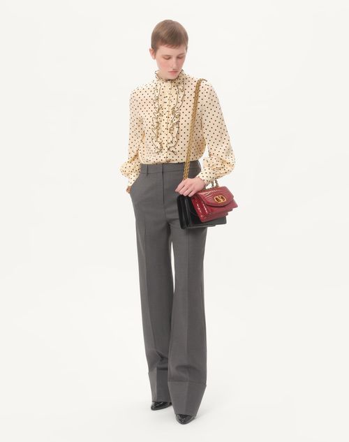 Valentino - Crepe De Chine Shirt With Plusdepois Print - Birch/black - Woman - Shirts And Tops