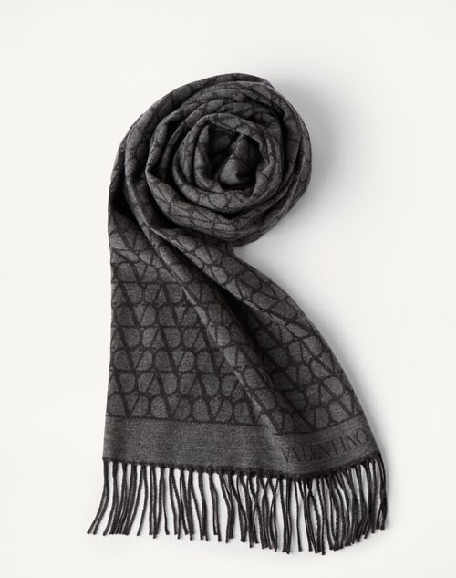 Valentino Garavani - Toile Iconographe Stole In Virgin Wool And Cashmere - Anthracite - Woman - Soft Accessories