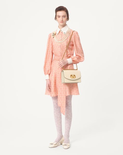 Valentino - Twill Dress With Toute La V Pattern - Blush Rose/cream - Woman - Woman Ready To Wear Sale