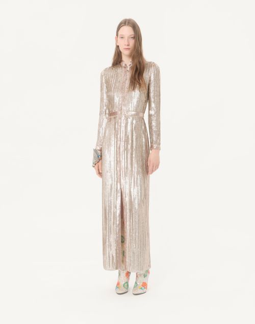 Valentino - Embroidered Chiffon Dress - Silver/pink - Woman - Gowns