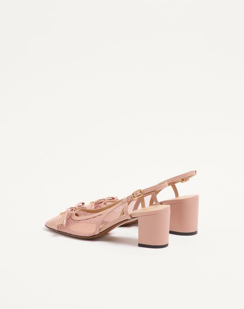 Valentino Garavani - Valet Du Roi Slingback Pump In Mesh And Kidskin 60mm - Pink - Woman - Pumps