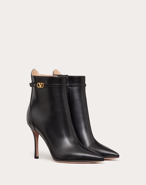 Valentino Garavani - Valentino Garavani Tan-go Ankle Boot In Calfskin Leather 100 Mm - Black - Woman - Boots