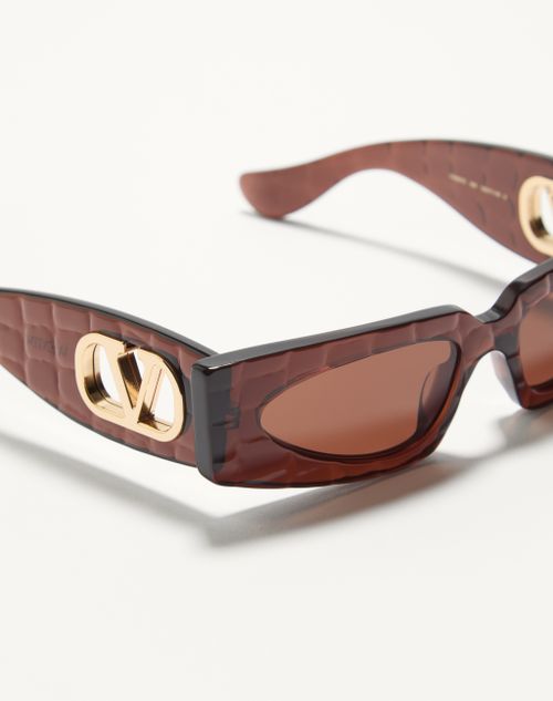 Valentino - Lunettes Rectangulaires En Acétate - Marron - Femme - Lunettes De Soleil