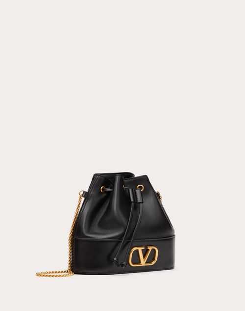 Valentino Garavani - Mini Bucket Bag In Nappa With Vlogo Signature Chain - Black - Woman - Bags