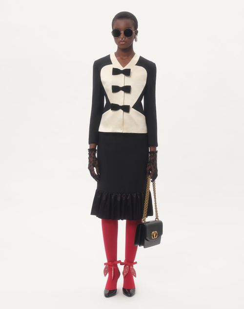 Valentino - Crepe Couture Jacket With Bows - Black/soft Beige - Woman - Jackets And Blazers