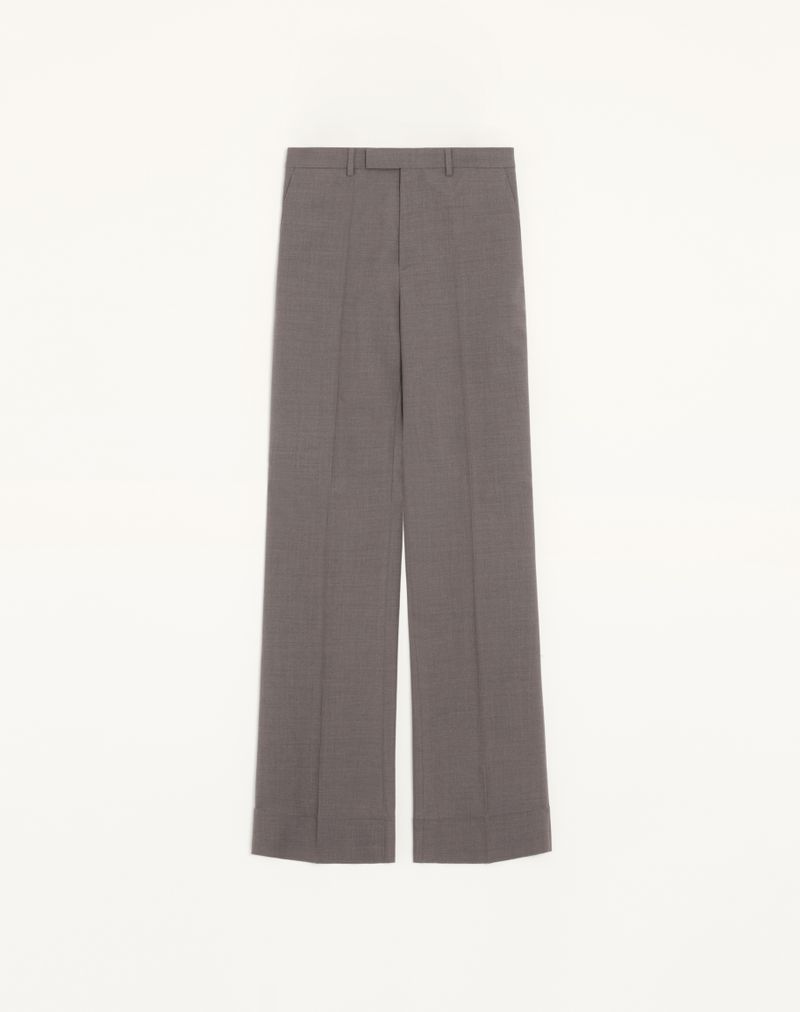Pantalon Laine Diagonal Plis Creux Gris Foncé — Valentino