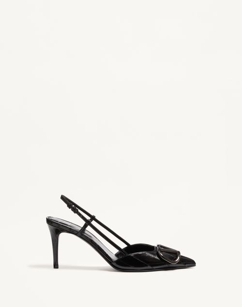 Valentino Garavani - Vlogo Signature Slingback Pump In Eel 80mm - Black - Woman - Woman Shoes Sale