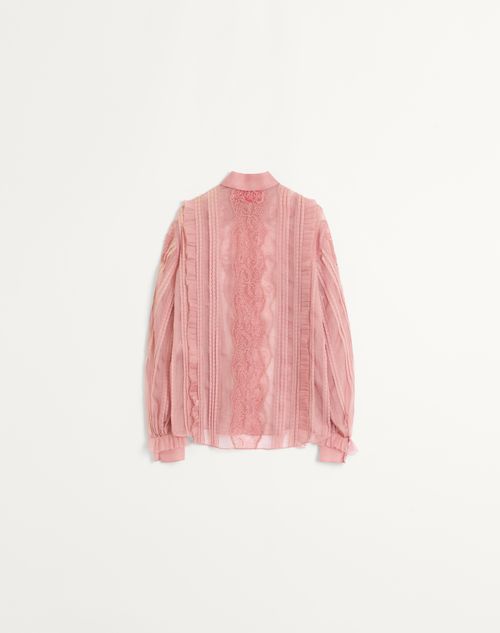 Valentino - Embroidered Organza Shirt - Blush Rose - Woman - Shirts And Tops