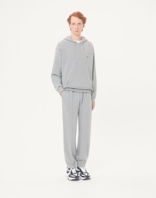 Valentino - Valentino Cotton Jogging Trousers With Vlogo Embroidery - Grey - Man - Pants And Shorts