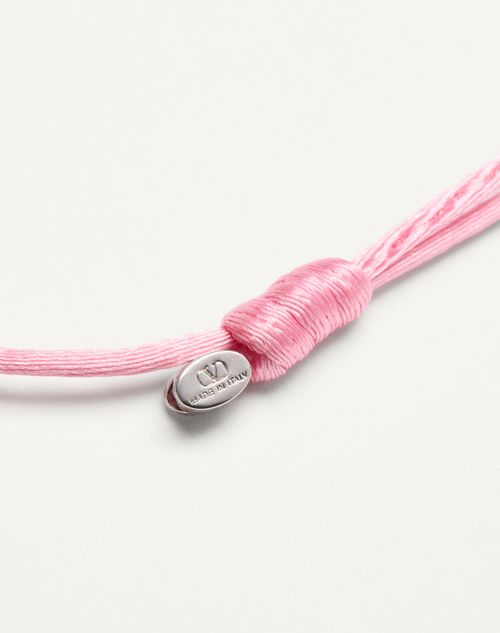 Valentino Garavani - Valentino Garavani Vlogo Signature Cotton Bracelet - Pink/crystal - Woman - Jewellery