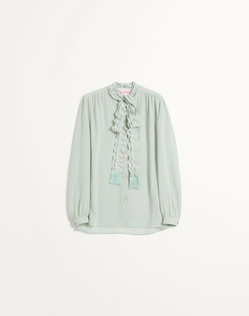 Valentino - Crepe De Chine Shirt - Dirty Sage - Woman - Shirts And Tops