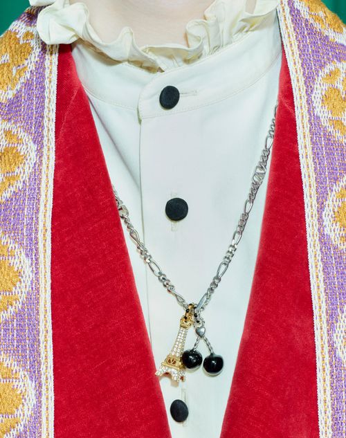 Valentino Garavani - Valentino Garavani Chez Valentino Necklace In Metal, Enamel And Swarovski® Crystals - Palladium - Man - Jewellery