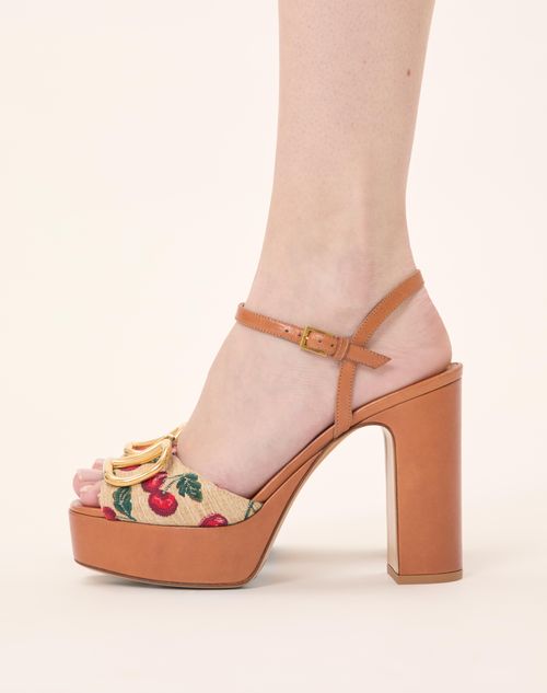 Valentino Garavani - Vlogo Signature Cherryfic Platform Sandal 115mm - Natural/red - Woman - Sandals