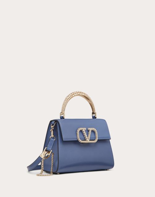 Valentino Garavani - Vsling Small Calfskin Handbag With Jewel Handle - Ultramarine - Woman - Valentino Garavani Vsling