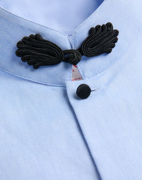 Valentino - Oxford Cotton Shirt With Toggle - Sky - Man - Man Ready To Wear Private Promotions