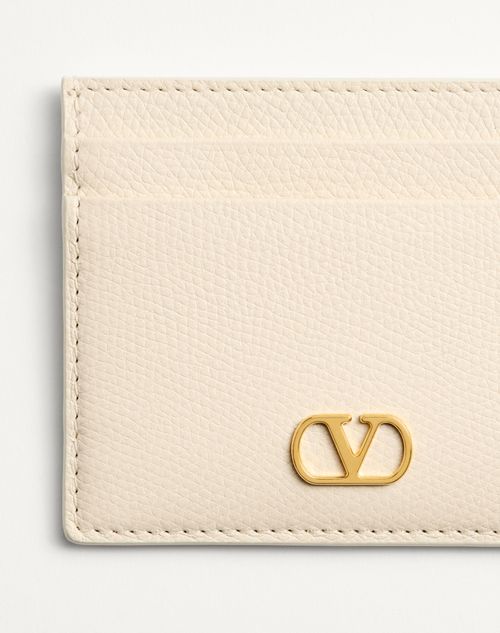 Vlogo Signature Grainy Calfskin Card Holder for Woman in