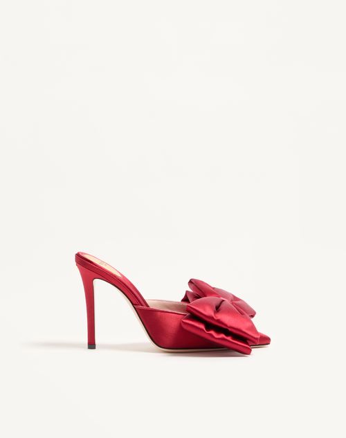 Valentino Garavani - Zapato Bajo Sin Talón Yolande De Satén Con Tacón De 105 mm - Rojo - Mujer - Salones