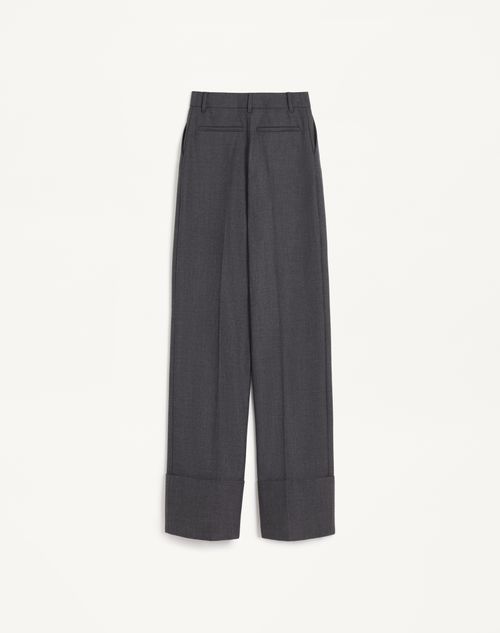 Valentino - Virgin Wool Pants - Gray Melange - Woman - Pants And Shorts