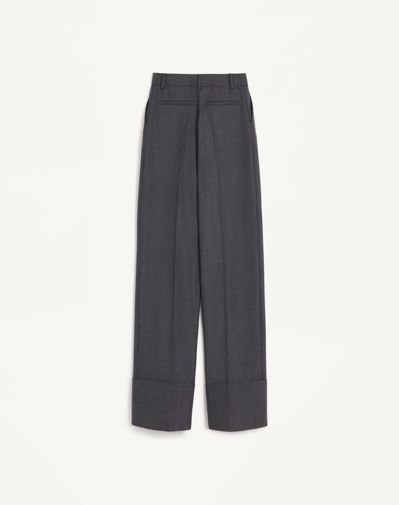 Valentino Virgin Wool Trousers Woman Gray Melange 38
