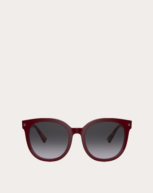 Valentino - Studded Round Acetate Frames - Maroon - Woman - Woman Bags & Accessories Sale