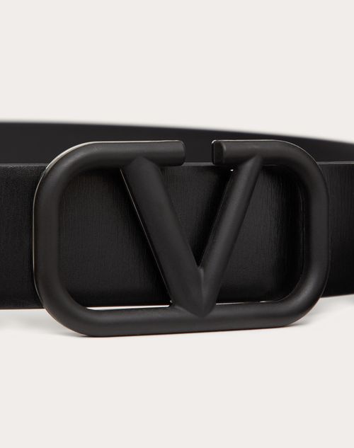 Vlogo Signature Calfskin Belt for Man in Black