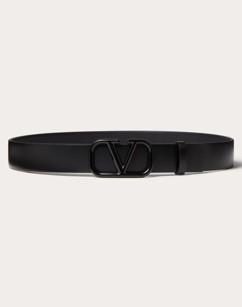 Valentino Garavani - Ceinture Vlogo Signature En Cuir De Veau Brillant. Hauteur : 30 mm - Noir - Femme - Ceintures