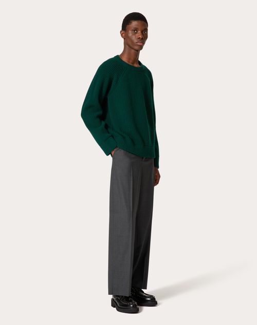 Valentino - Wool Crewneck Jumper - Dark Green - Man - Knitwear