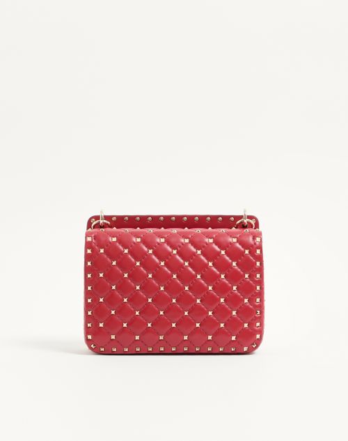 Valentino Garavani - Borsa Media Rockstud Spike In Nappa - Rosso V. - Donna - Borse A Spalla