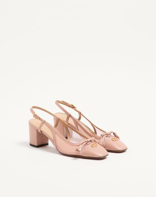 Valentino Garavani - Valet Du Roi Slingback Pump In Mesh And Kidskin 60mm - Pink - Woman - Pumps