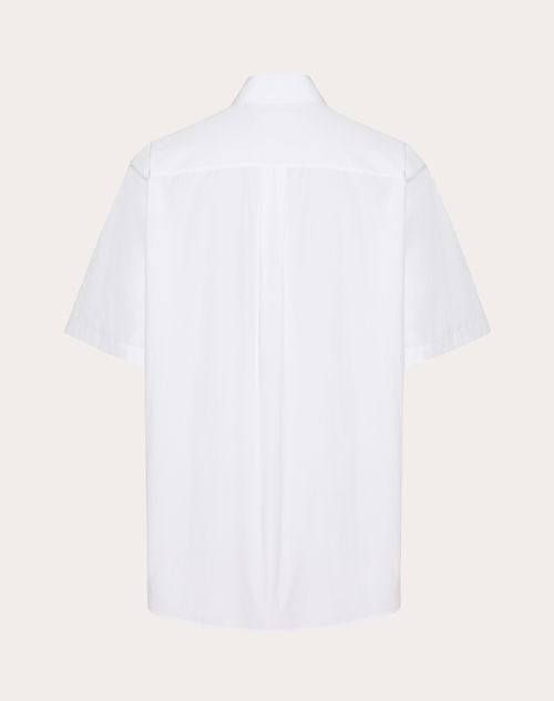 Valentino - Cotton Poplin Bowling Shirt With High Relief Embroidery - White - Man - Apparel