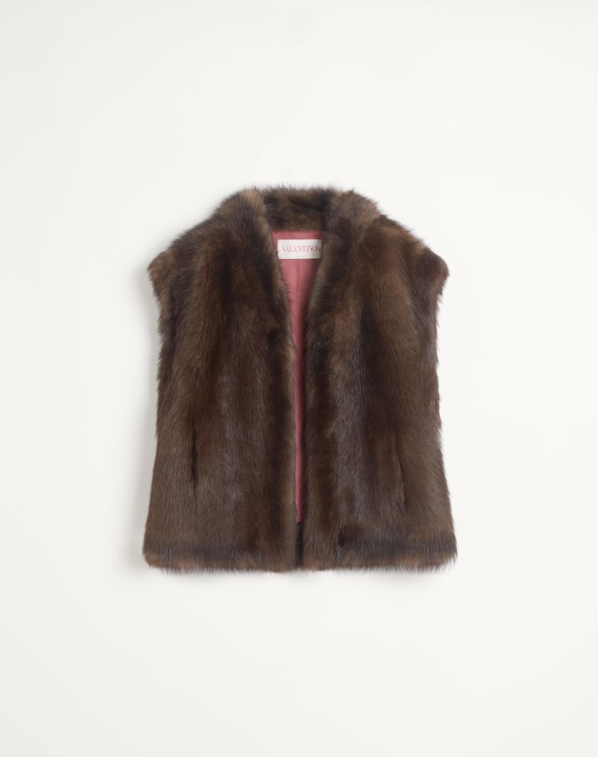 Valentino Handbags Gilet In Shearling per Donna in Marrone | Valentino IT