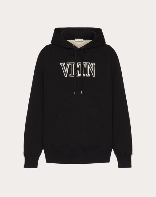 Vltn Embroidered Cotton Sweatshirt for Man in Black Valentino HR