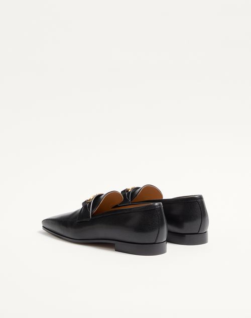Valentino Garavani - Vlogo Signature Kidskin Loafer - Black - Man - Loafers And Driver