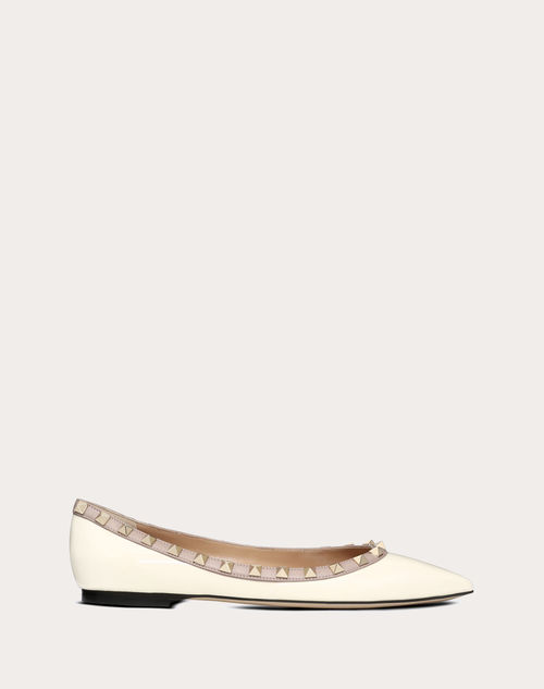Valentino Garavani - Patent Rockstud Ballet Flat - Light Ivory/poudre - Woman - Ballerinas