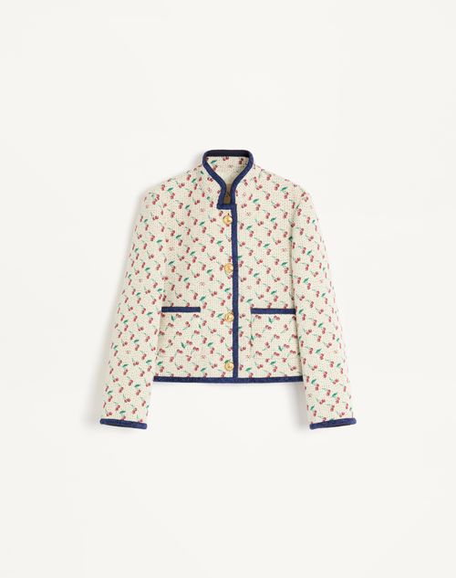 Valentino - Padded Caban With Cherryfic Print Jacquard - Birch/cherry Red/navy - Woman - Jackets And Blazers