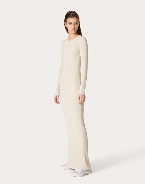 Valentino - Kleid Aus Silk Bouclé - Elfenbein - Frau - Kleider