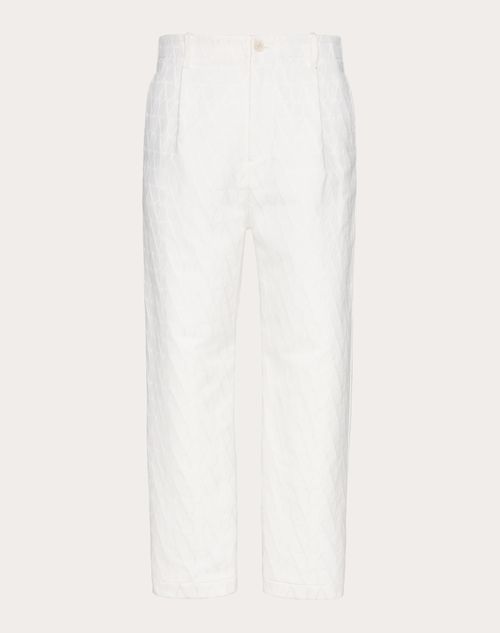 Valentino - Pantalone In Canvas Di Cotone Con Motivo Toile Iconographe - Avorio - Uomo - Pantaloni E Shorts