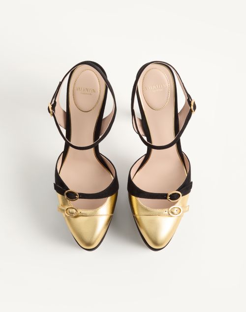 Valentino Garavani - Crasher Platform Pumps In Suede 145mm - Black/gold - Woman - Pumps And Slingbacks