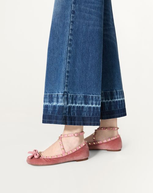 Rockstud Velvet Ballerina for Woman in Black | Valentino US Rockstud Velvet Ballerina for Woman in Black | Valentino US