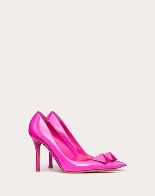 Valentino Garavani - Zapato One Stud De Charol Con Tachuela A Juego Y Tacón De 100 mm - Pink Pp - Mujer - Rebajas Para Mujer