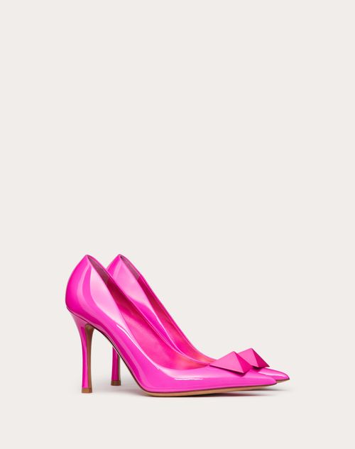 Valentino Garavani - Escarpins One Stud En Cuir Verni Avec Maxi Stud Assorti, Talon : 100 mm - Pink Pp - Femme - Soldes Femme