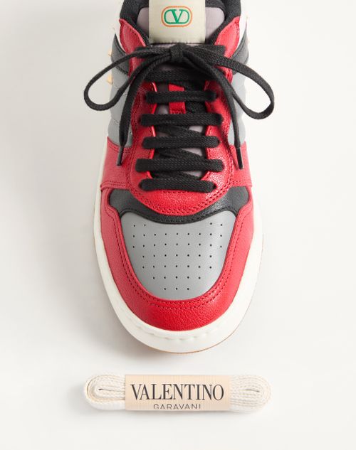 Valentino Garavani - Freedots Two-tone Sneaker In Kidskin And Nappa Calfskin With Studs Detail - Coral/multicolor - Man - Sneakers