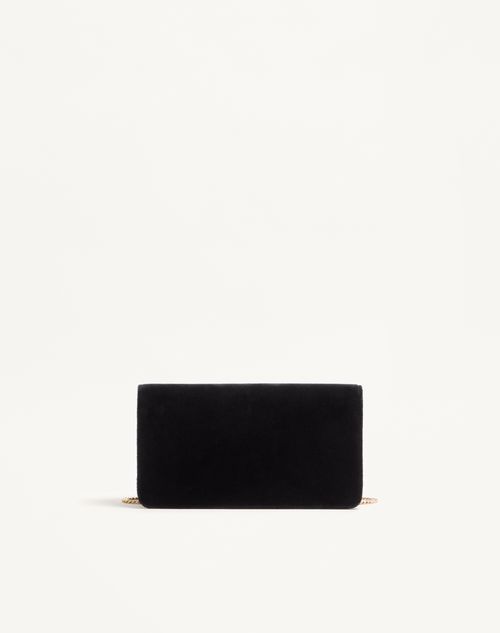 Valentino Garavani - Vlogo Signature Mini Velvet Shoulder Bag - Black - Woman - Wallets & Cardcases - Accessories