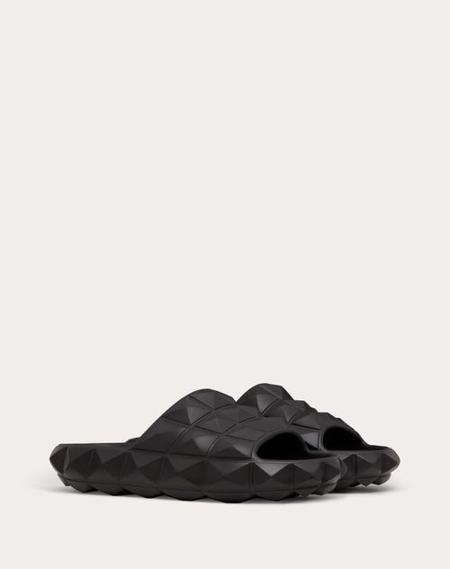 Valentino Garavani - Roman Stud Turtle Slide Sandal In Rubber - Black - Woman - Shoes