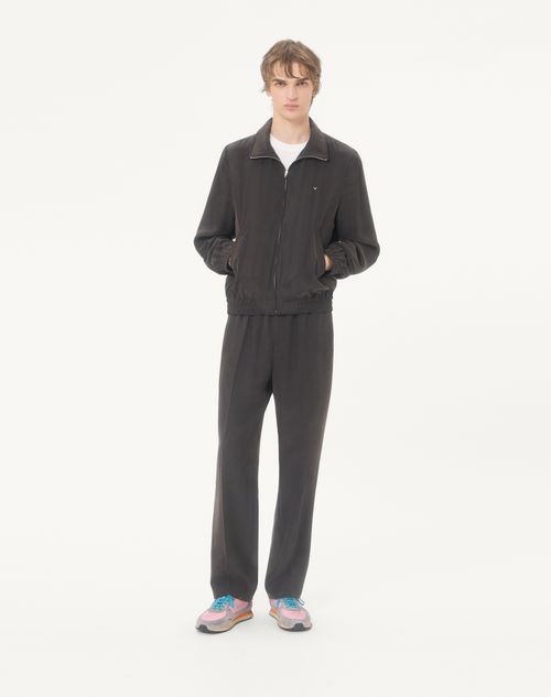 Valentino - Valentino Washed Silk Jacket With Metallic V Detail - Black - Man - Outerwear